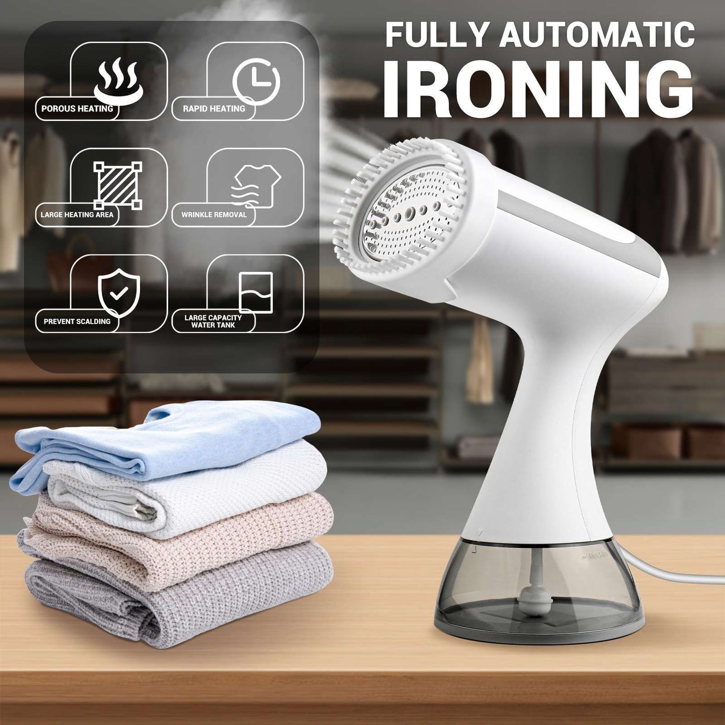 SwiftSteam™ Portable Garment Steamer – Effortless Wrinkle Removal in Seconds